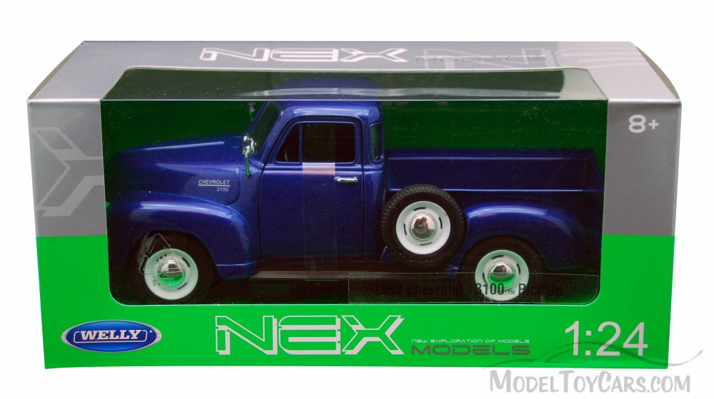 1953 Chevy 3100 Pickup Truck, Blue - Welly 22087 - 1/24 scale Diecast Model Toy Car