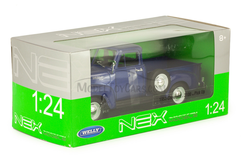 1953 Chevy 3100 Pickup Truck, Blue - Welly 22087 - 1:24