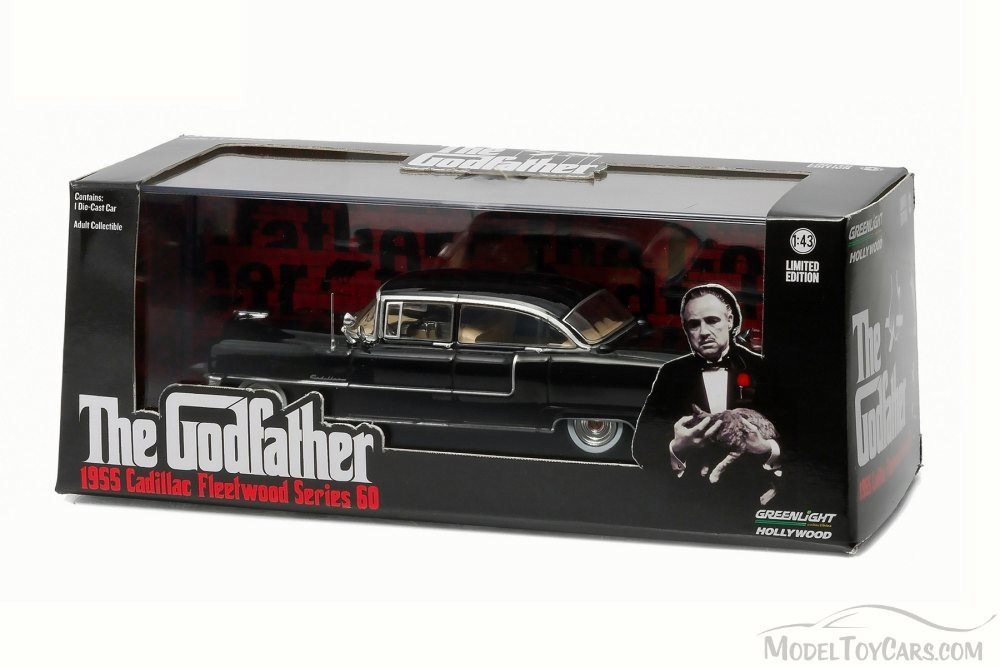 The Godfather 1955 Cadillac Fleetwood Series 60, Black -  86492 - 1/43 Scale Diecast Model Toy Car