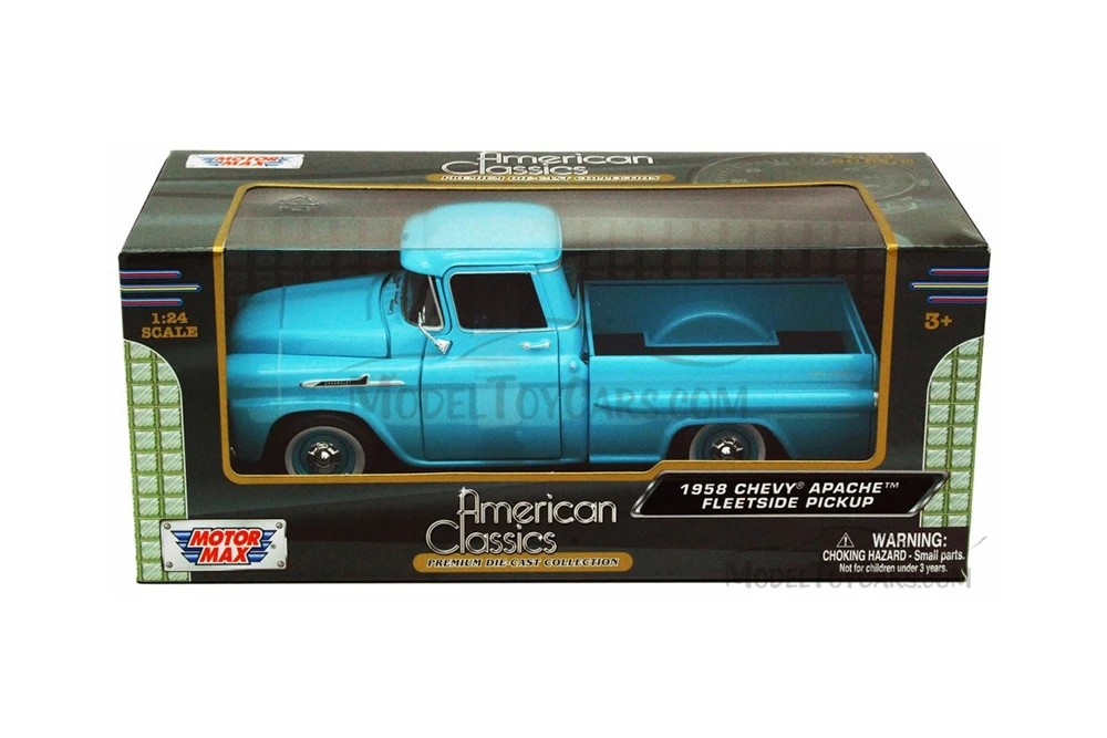 1958 Chevy Apache Fleetside Pickup Truck, Light- Motormax 79311 - 1/24 scale Diecast Model Toy Car