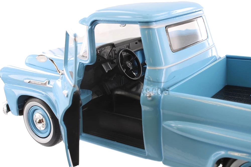 1958 Chevy Apache Fleetside Pickup Truck, Light- Motormax 79311 - 1/24 scale Diecast Model Toy Car