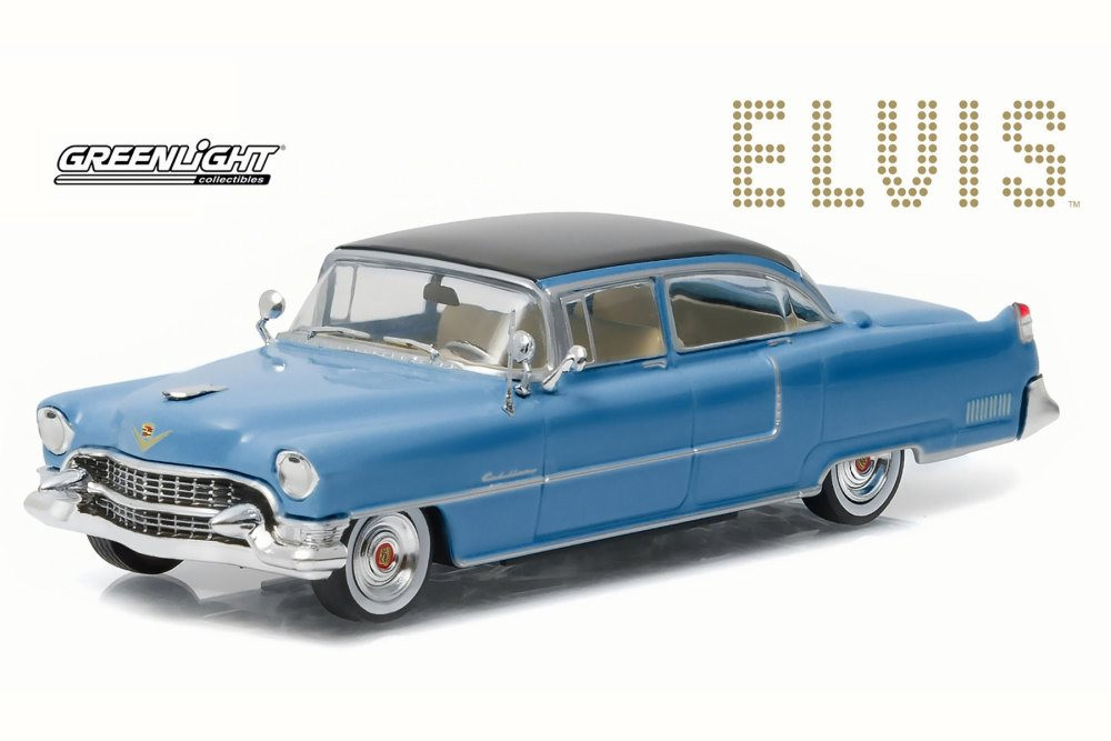 Elvis Presley 1955 Cadillac Fleetwood Series 60, Blue - Greenlight 86493 - 1/43 Scale Diecast Model Toy Car