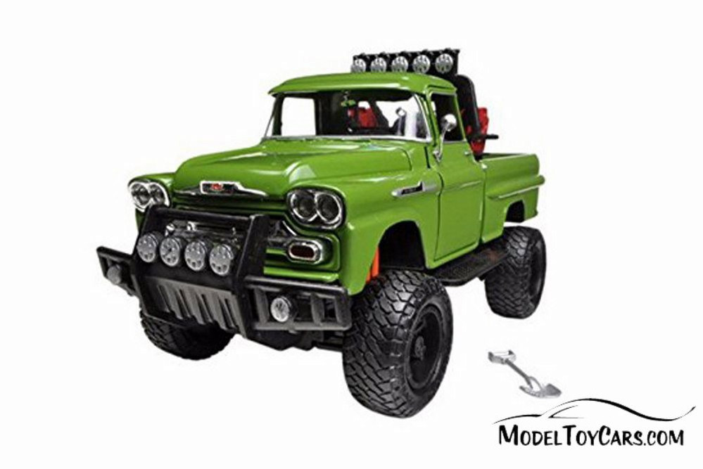 1958 Chevy Apache Fleetside Pickup Truck, Green - Motor Max 79135GN - 1/24 scale Diecast Model Toy Car
