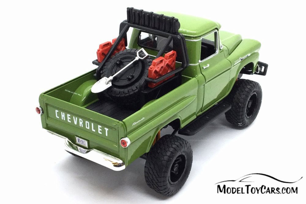 1958 Chevy Apache Fleetside Pickup Truck, Green - Motor Max 79135GN - 1/24 scale Diecast Model Toy Car