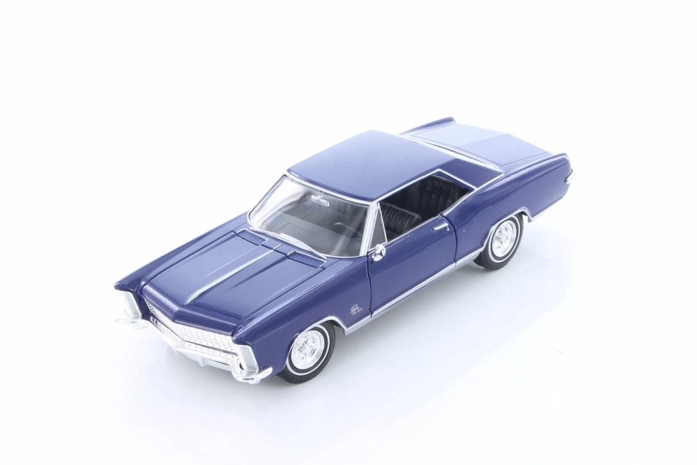 1965 Buick Riviera Grand Sport Hard Top, Blue - Welly 24072/4D - 1/24 Scale Diecast Model Toy Car