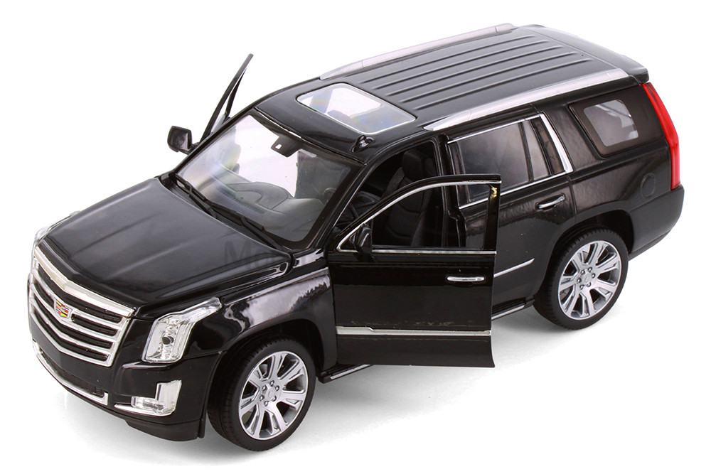 2017 Cadillac Escalade, Gloss Black - Welly 24084/4D - 1/24 Scale Diecast Model Toy Car