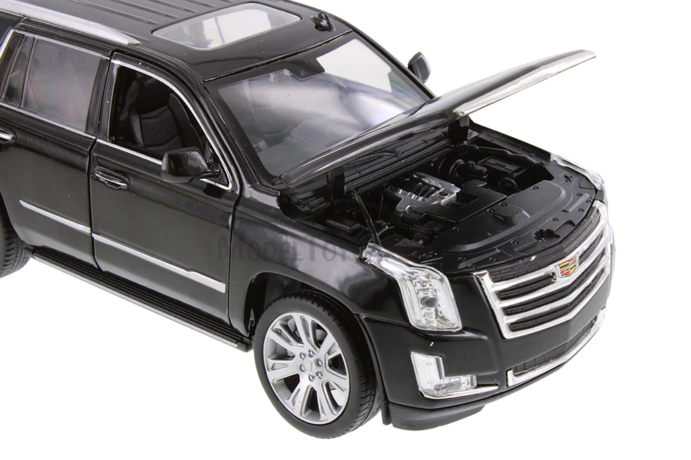 2017 Cadillac Escalade, Gloss Black - Welly 24084/4D - 1/24 Scale Diecast Model Toy Car
