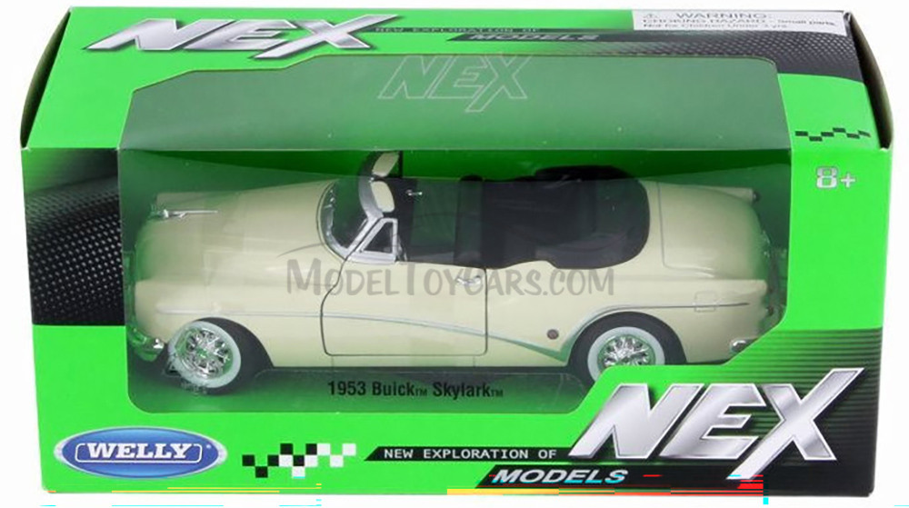 1953 Buick Skylark Open Convertible, White - Welly 24027CWWT - 1/24 scale Diecast Model Toy Car