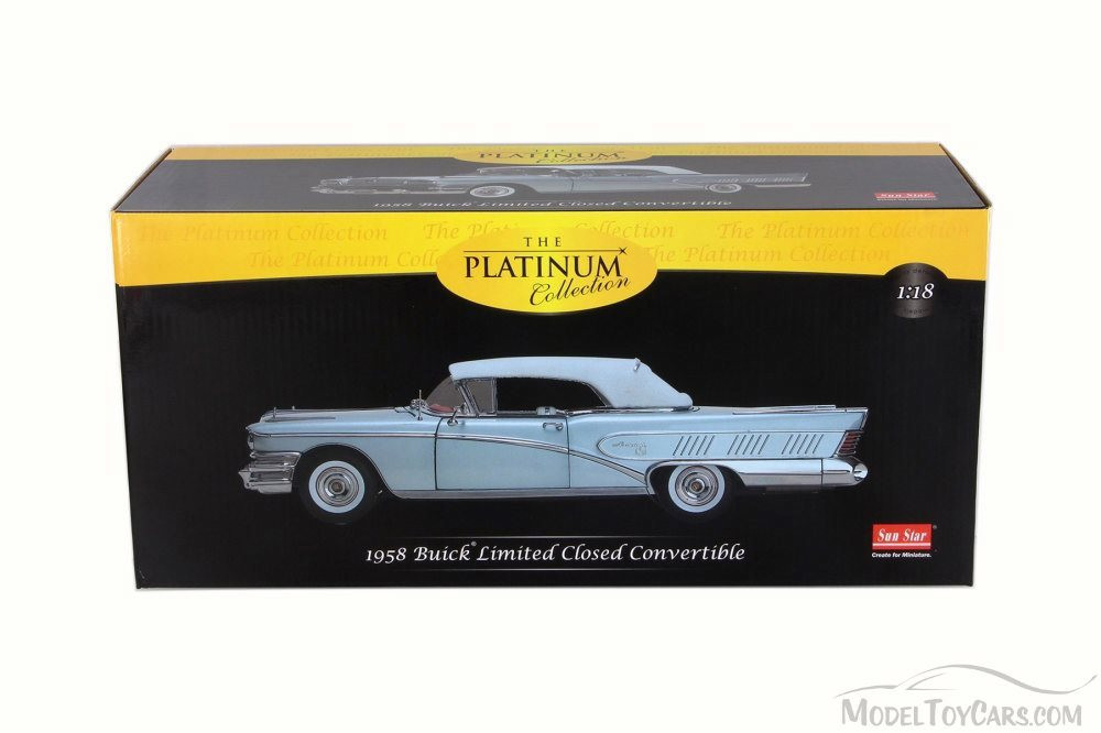 1958 Buick Limited Closed Convertible, Silver Mist - Sun Star 4816 - 1/18 Scale Diecast Model Toy Car