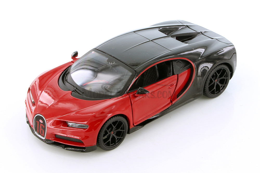 Bugatti Chiron Hard Top, Red with Black - Maisto 31524R - 1/24 Scale Diecast Model Toy Car