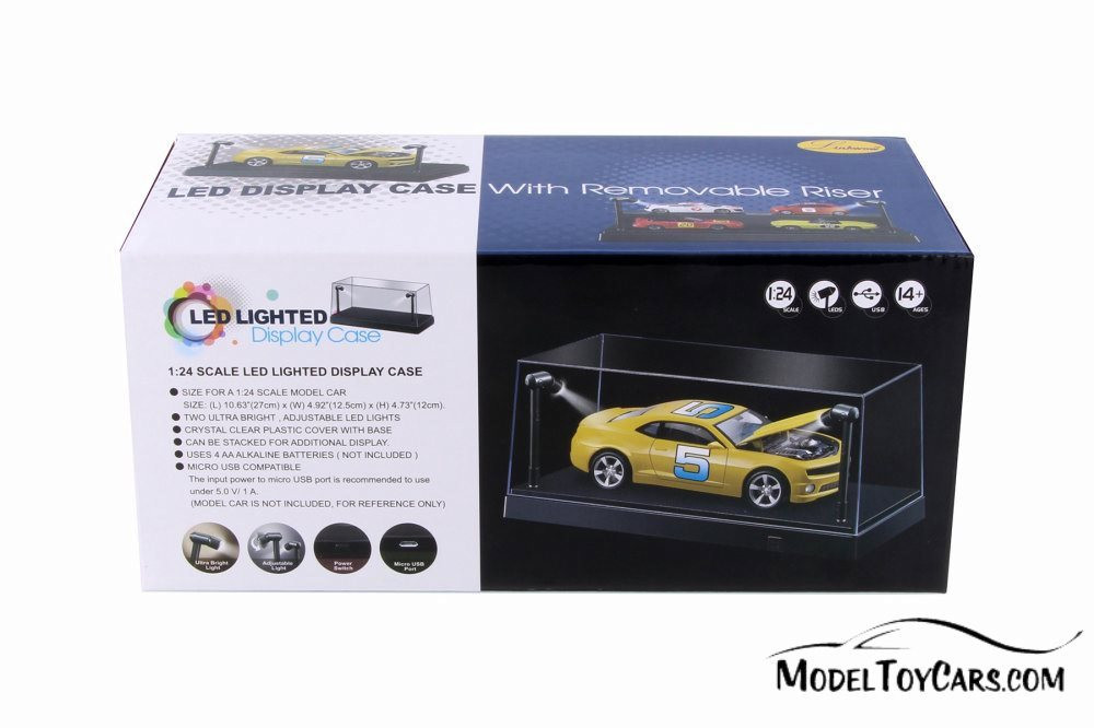 Acrylic LED Display Case With removable riser- 9902BK - 1/24 Scale Display Case for Diecast Cars