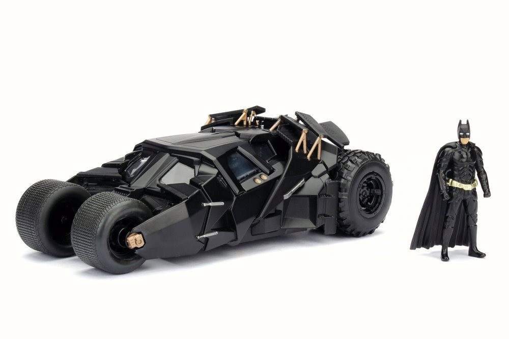 2008 The Dark Knight Batmobile w/ Batman Figure, Black -  98261W - 1/24 Scale Diecast Model Toy Car