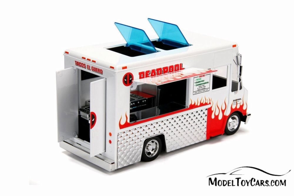 Taco Truck with Deadpool figure, Deadpool - Jada 99730 - 1/24 Scale Diecast Model Toy Car