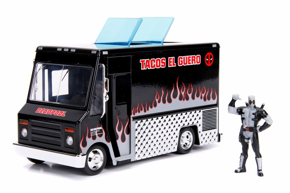 Taco Truck with Deadpool Figure Black Version, Black - Jada
