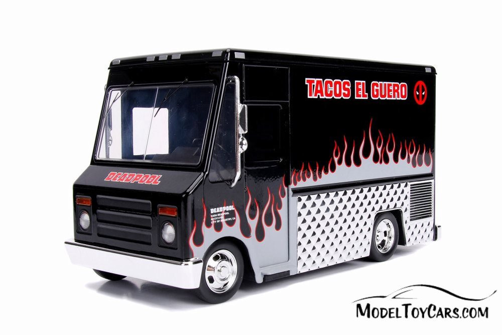 ミニカー 1:24 Deadpool Taco Truck with Deadpool Amazon.com: Jada Toys Marvel Deadpool & Taco Truck Die-cast
