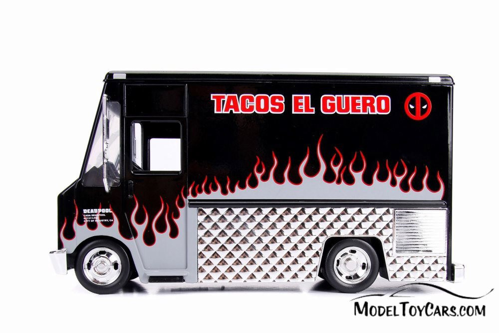 Taco Truck with Deadpool Figure Black Version, Black - Jada