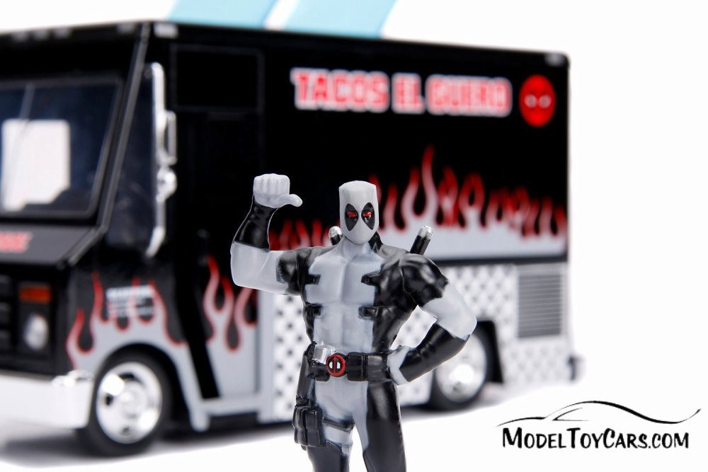 JADA TOYS 1/24 DEADPOOL TACO TRUCK WITH DEADPOOL FIGURE デッドプール&amp;タコトラック mxn26g8 Taco Truck with Deadpool Figure Black Version, Black - Jada
