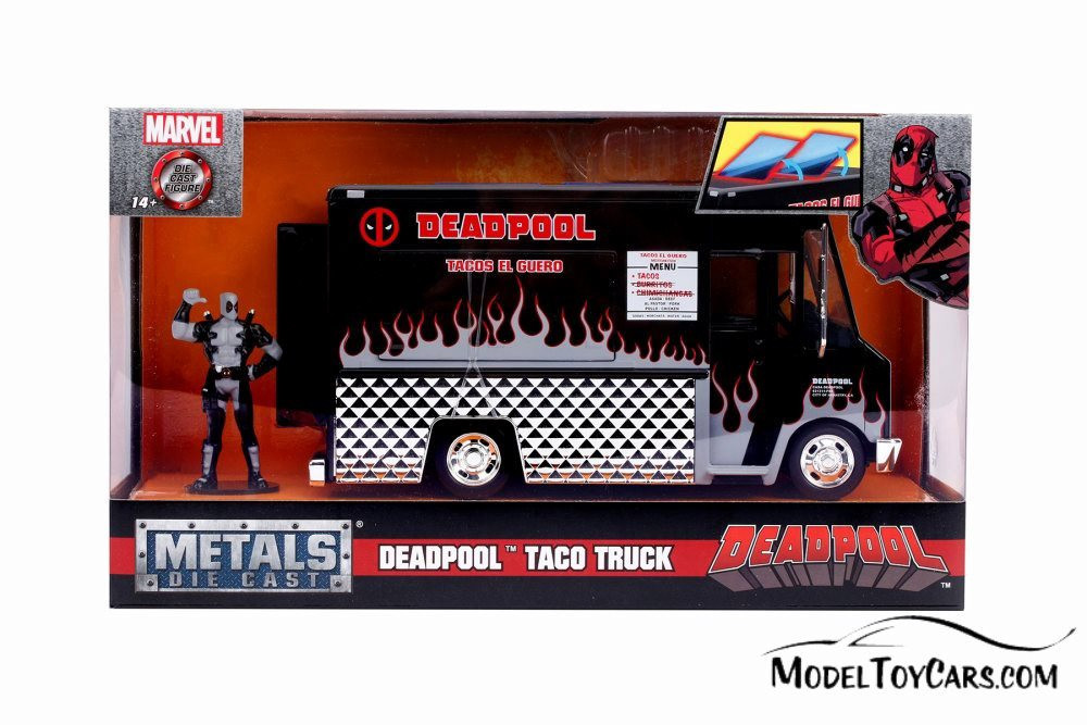 Taco Truck with Deadpool Figure Black Version, Black - Jada