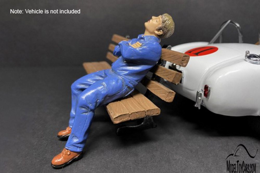 Sitting Mechanic Figure II, Blue - American Diorama 38233 - 1/18 scale Figurine - Diorama Accessory