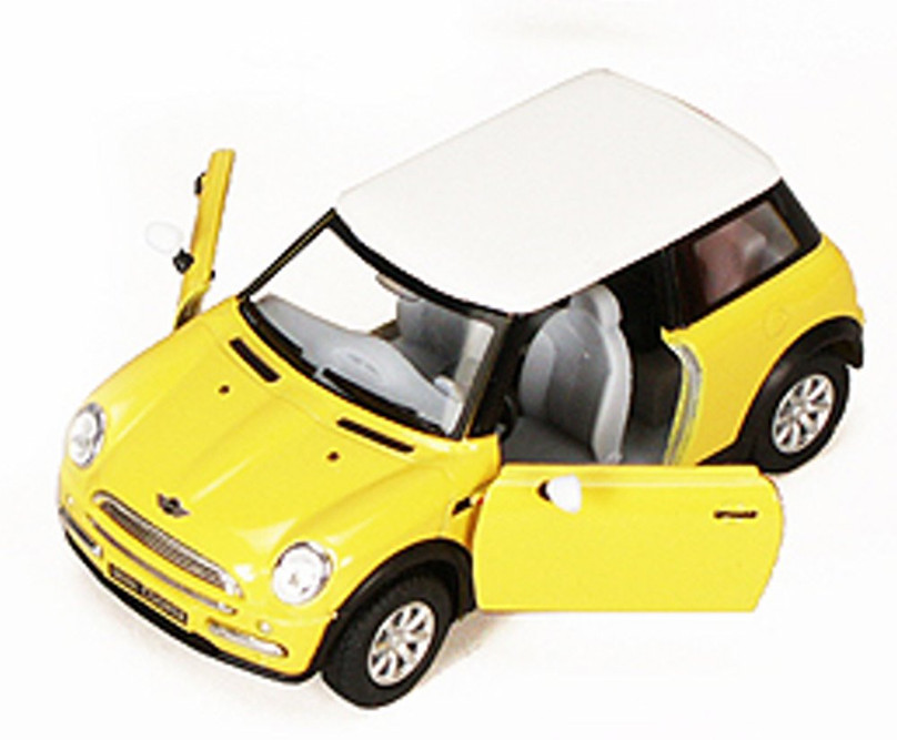 New Mini Cooper, Yellow Kinsmart 5042D 1/28 scale Diecast Model Toy