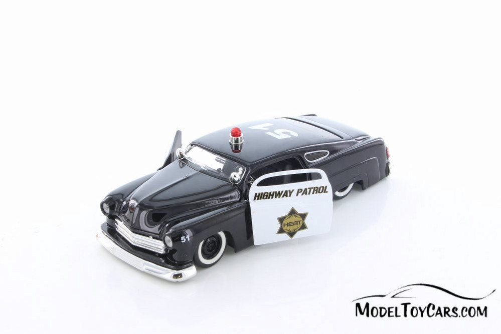 1951 Mercury Police Car, Black & White - Jada 92455 - 1/24 Scale Diecast Model Toy Car