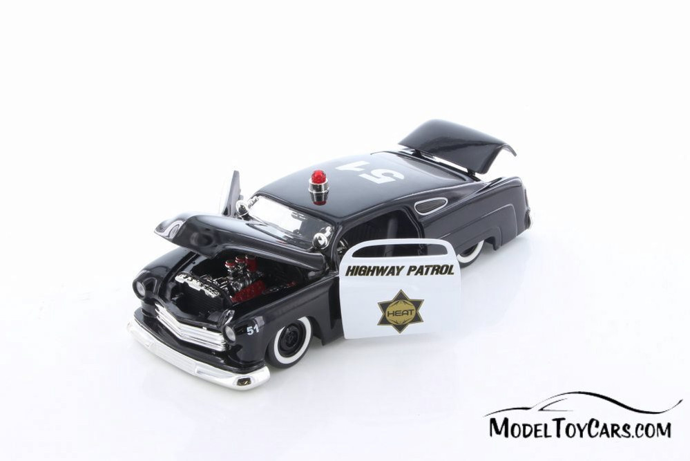 1951 Mercury Police Car, Black & White - Jada 92455 - 1/24 Scale Diecast Model Toy Car