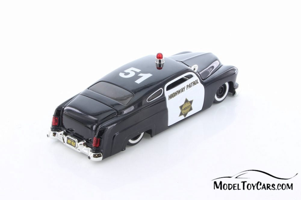 1951 Mercury Police Car, Black & White - Jada 92455 - 1/24 Scale Diecast Model Toy Car