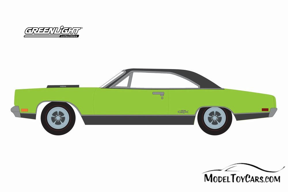 1969 Plymouth HEMI GTX, Lime Green and Black - Greenlight 37190C/48 - 1/64 scale Diecast Car