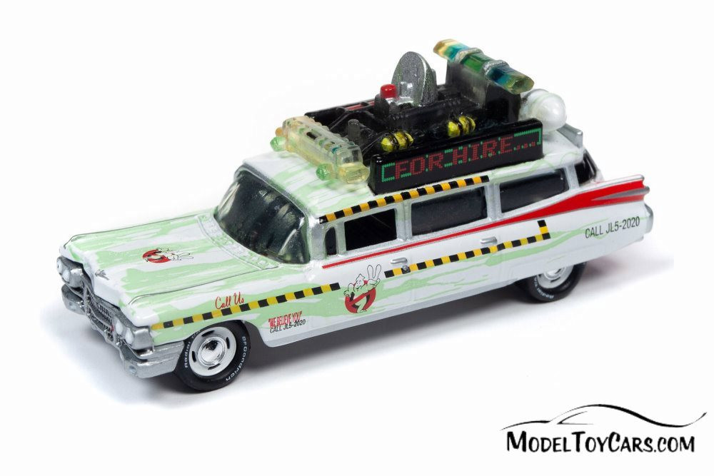 1958 Cadillac Ecto 1A (Slimed Version) with Slimer Figure, Ghostbusters Silver Screen Series FaÃ§ade Diorama - Round 2 JLDR010/24 - 1/64 scale Diecast Model Toy Car