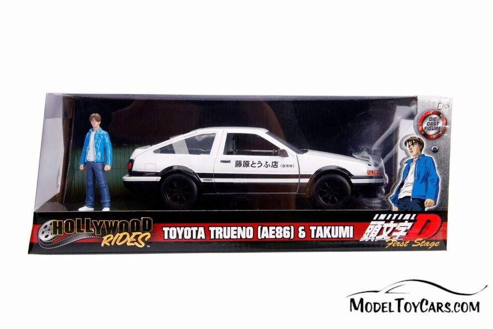 1989 Toyota Trueno AE86 Hardtop with Takumi figure, White - Jada 99733 - 1/24 scale Diecast Model Toy Car