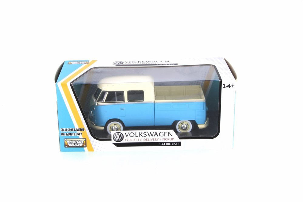 1967 Volkswagen Type 2 Pickup Truck, Blue & Cream - Motor Max 79343CRMLTBL - 1/24 Diecast Car