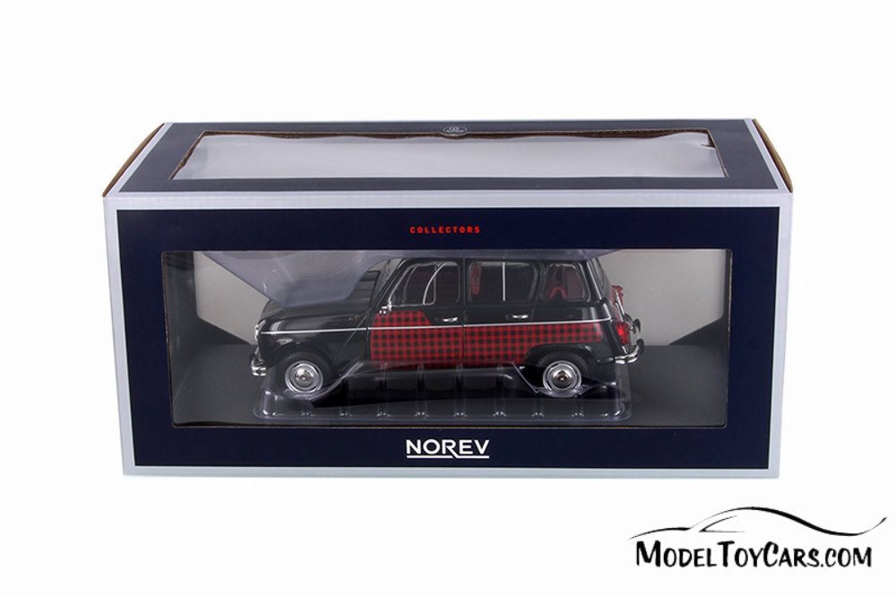 1964 Renault 4 Parisienne Hard Top, Black & Red - Norev 185242 - 1/18 Scale Diecast Model Toy Car