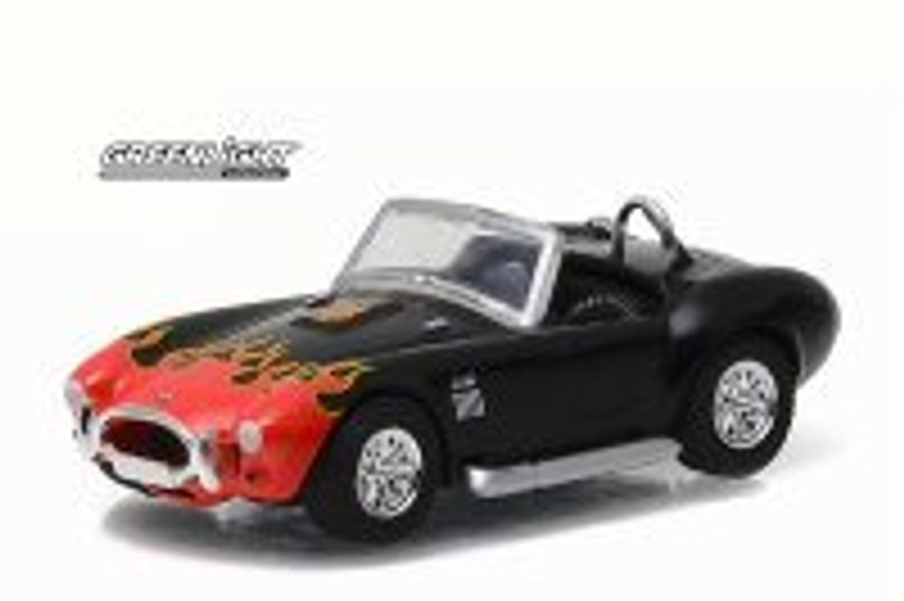 1965 Shelby Cobra 427 S/C, Black w/ Orange Flames - Greenlight 96170C - 1/64 Scale Diecast Model Toy Car