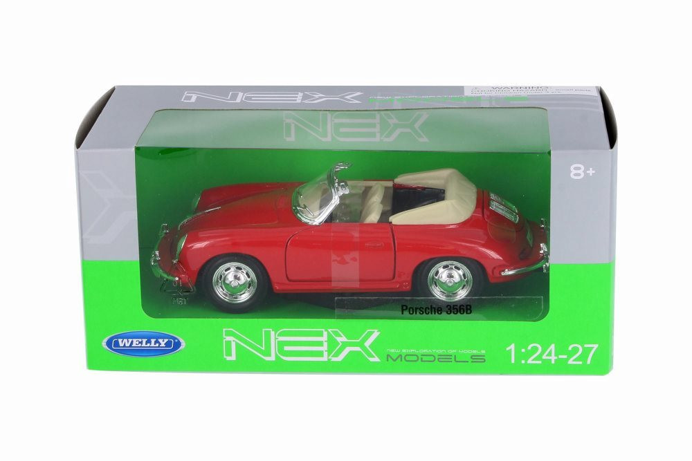 Porsche 356B Convertible, Red - Welly 29390WR - 1/24 Scale Diecast Model Toy Car