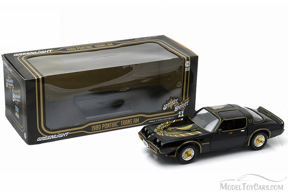 Smokey & The Bandit II 1980 Pontiac Trans AM T-Top, Black with Gold -  Greenlight 12944 - 1/18 Scale Diecast Model Toy Car