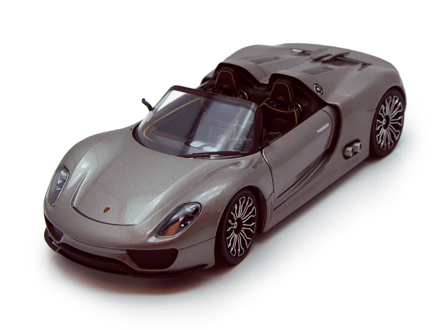 Porsche 918 Spyder Convertible, Gray - Welly 24031 - 1/24 Diecast Car (Brand New, but NOT IN BOX)