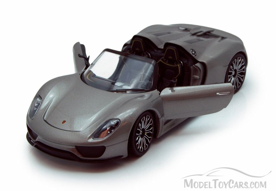 Porsche 918 Spyder Convertible, Gray - Welly 24031 - 1/24 Diecast Car (Brand New, but NOT IN BOX)