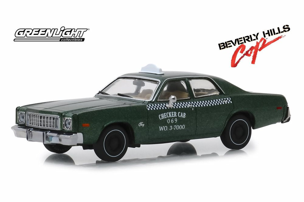 1976 Plymouth Fury Taxi Checker Cab, Beverly Hills Cop - Greenlight 86566 - 1/43 scale Diecast Car