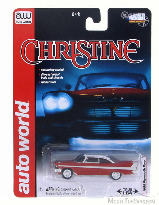 1958 Christine Plymouth Fury, Red w/ White - Auto World AWSS6401 - 1/64 Scale Diecast Model Toy Car