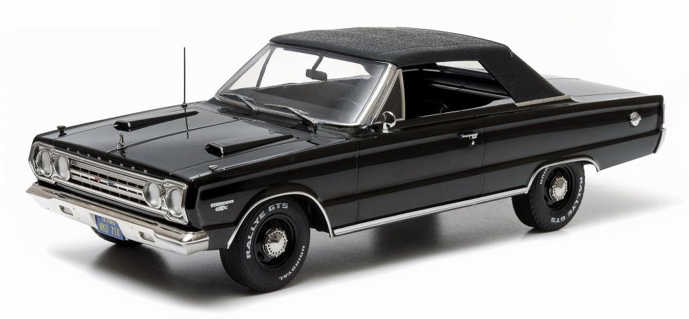 1967 Plymouth Belvedere GTX Convertible, Black - Greenlight 19007 - 1/18 scale Diecast Model Toy Car