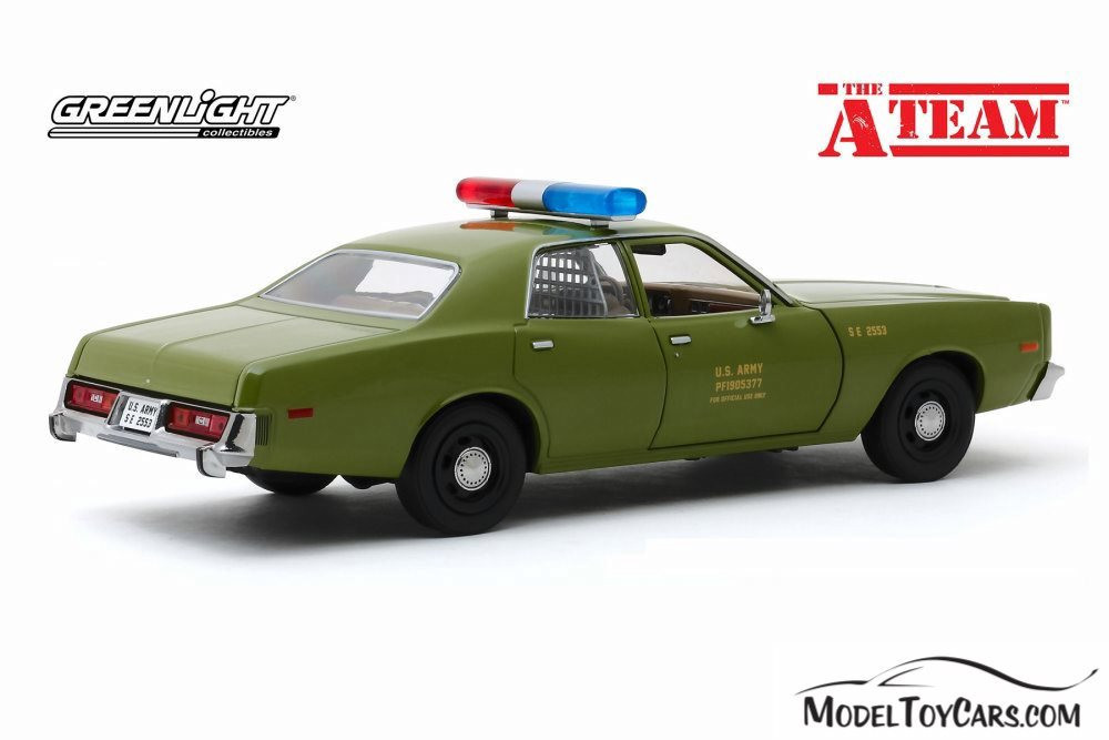 1977 Plymouth Fury, U.S. Army Police 'The A-Team' - Greenlight 84103 - 1/24 scale Diecast Car