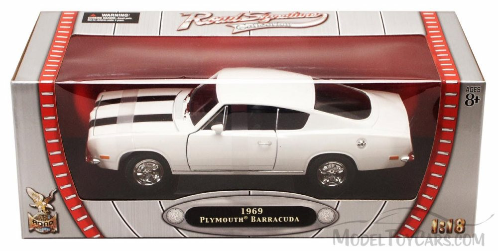 1969 Plymouth Barracuda, White - Yatming 92179 - 1/18 Scale Diecast Model Toy Car