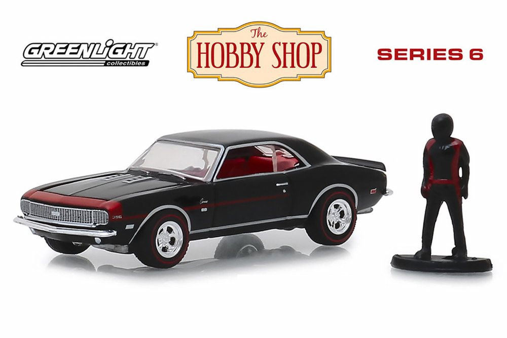 1968 Chevy Camaro RS/SS with Race Car Driver, Black - Greenlight 97060C/48 - 1/64 Scale Diecast Car