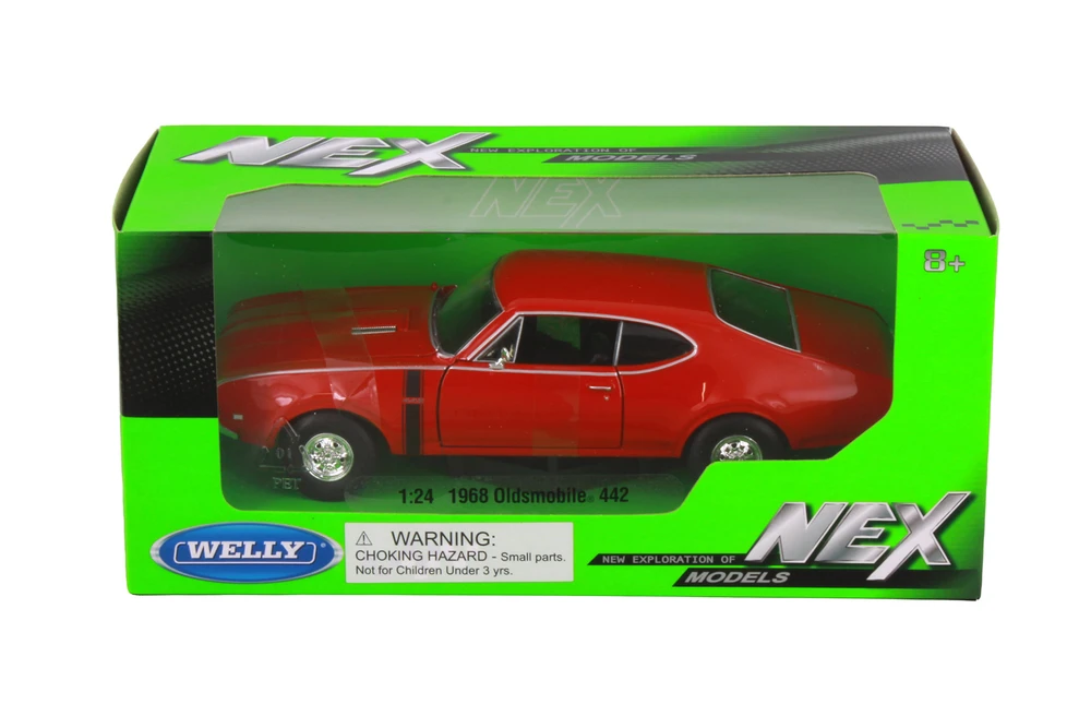 1968 Oldsmobile 442, Red - Welly 24024WR - 1/24 Scale Diecast Model Toy Car