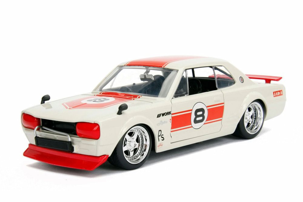 1971 Nissan Skyline GT-R Hard Top, White with red - Jada 30009DP1 - 1/24 scale Diecast Model Toy Car