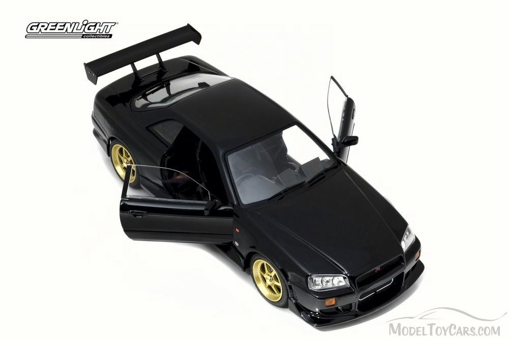 1999 Artisan Nissan Skyline GT-R R34, Black - Greenlight 19030 - 1/18 Scale Diecast Model Toy Car