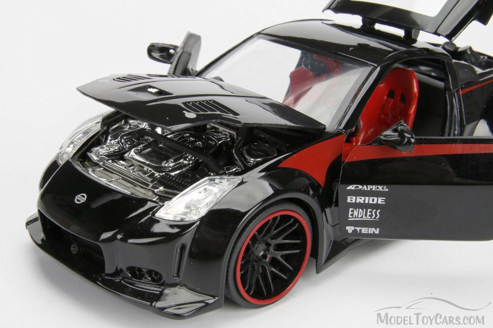 2003 Nissan 350Z Hard Top, Black w/ Red - Jada 99110WA1 - 1/24 Scale  Diecast Model Toy Car