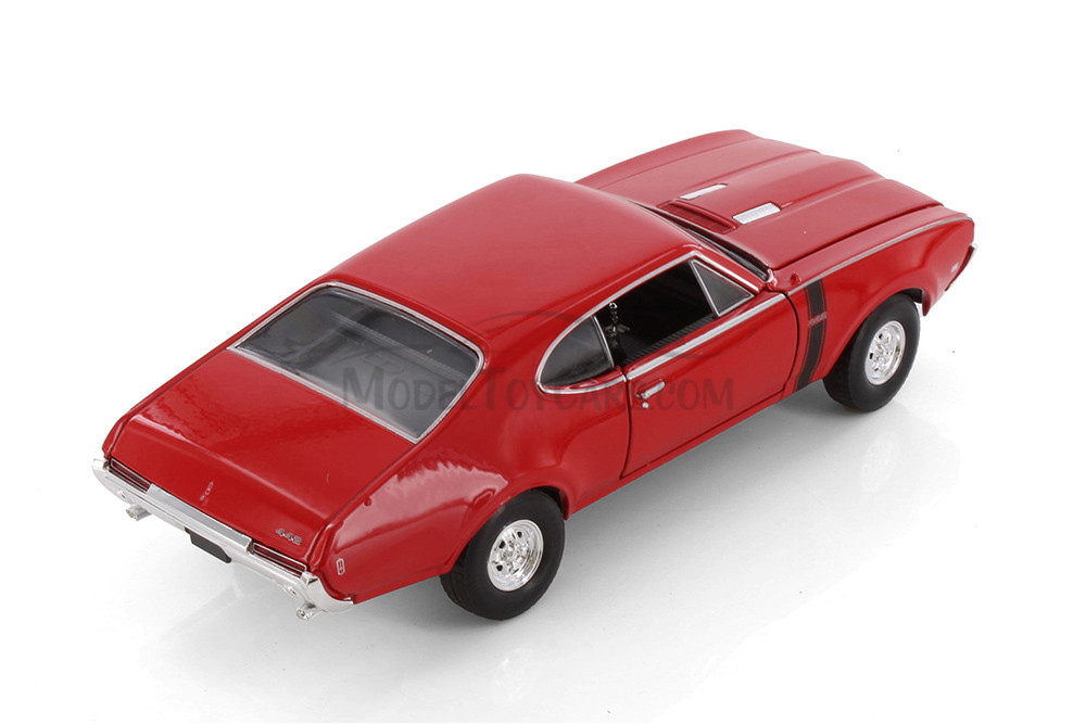 1968 Oldsmobile 442 Hard Top, Red - Welly 24024 - 1/24 Scale Diecast Model Toy Car