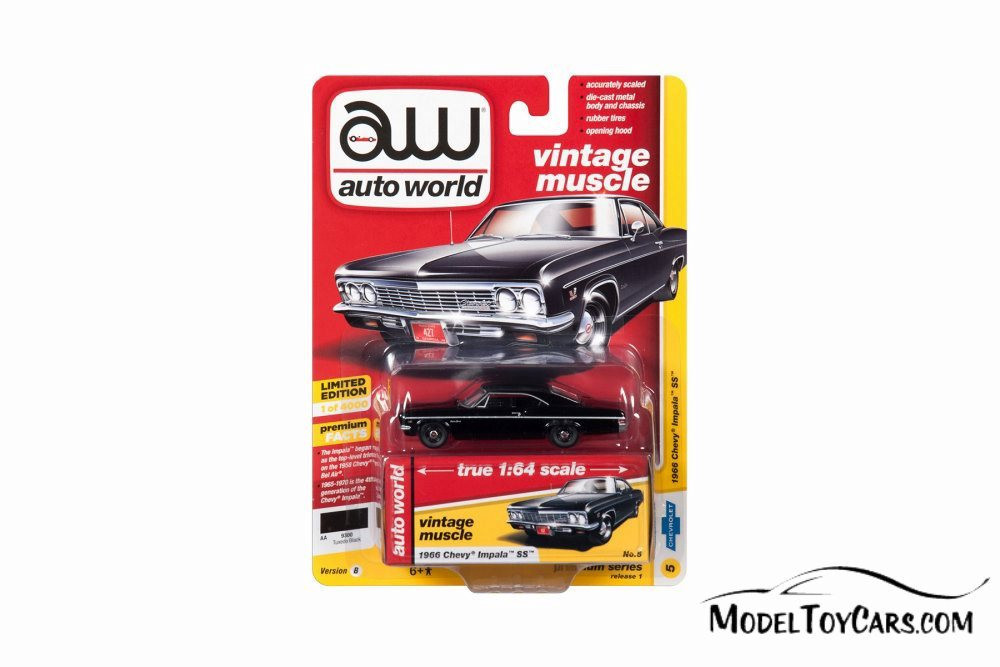 1966 Chevy Impala SS, Gloss Black - Auto World AW64212/48B - 1/64