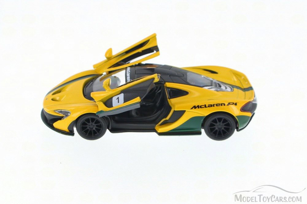 McLaren P1 with Prints, Yellow - Kinsmart 5393DF - 1/36 Scale Diecast Model Toy Car